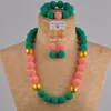Örhängen halsband tummen brun och persika simulerade pärla afrikanska smycken set nigerianska bröllopsfest set fzz14earrings örhängen