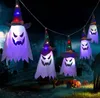 Halloween LED Flashing Light Hats Hanging Ghost Halloween Party Dress Up Glowing Wizard Hat Lamp Horror Props for Home Bar Decoration SN4658