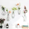 Creative Wall Decor Hanging Vase Home Decoration Iron Wire Glass Water Planting Vases Living Room Party Decorative Flowers Vases BH7199 TQQ