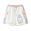 Cartoon Rabbit Embroidery High Waist Casual Women Cotton Short Summer Sweet Style Korean Fashion Ladies Cute Kawaii Bottoms 220414