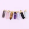 Pendant Necklaces 10Pcs Gold Color Natural Multi-kind Stones Charms For Jewelry Necklace MakingPendant