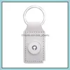 Nyckelringar smycken fyrkantig läder nyckelring 18mm snap -knappar kedja passar 20mm snaps keyring drop leverans 2021 79pvw