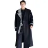 Hommes Trench Coats Hommes 2022 Automne Hiver Plaid Contraste Couleur Vestes Homme Casual Coupe-Vent Hommes Long Single Breasted Outwear C143Me