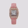 Armbandsur Fashion Square Quartz Retro Rhinestone Dial Casual Wrist Watches Leather Strap Fashionable Clock Waterproof Artwatch för Wome