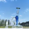 6.5 Inch Clear Multi Color Twin Chambers Hookah Glass Bong Dabber Rig Recycler Pipes Water Bongs Smoke Pipe with 14mm Female Joint