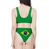 Brazylia Flag Flag Push Up Swimpit Kobiety Sakodwein Letni plaża Kąpiel Kąpiec Sexy Sport bikini zestaw dla nastolatków Monokini 220616