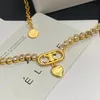 18K Gold Plated Brass Copper Necklace Fashion Women Designer Necklaces Choker C-Letter Pendant Chain Crystal Statement Wedding Jewelry B033