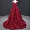 Lovertjes Rood Lange Trein Goud Mermaid Avondjurken 2022 Hoge Split Avondjurk Formele Avondjurken Robe de Soiree Abendkleider