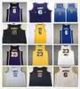 NCAA 100% costurou 23 Jersey de basquete LeBron 2021-22 Cidade roxa 6 jame mpls pretos amarelos brancos. Edição Blue Sports Edition Bordery