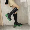 Boots Luxury Brand Designer Knee-High Boots Women Natural Genuine Leather Heels Heels Goth Boots Shoes 2021 Winter Round Toe Shoes 42 G220813