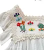 Милые платья с цветочной вышивкой для девочек, детское кружевное квадратное платье фабалы с рукавами-крылышками, платье принцессы, летняя детская одежда Q76683589014