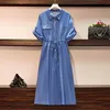 Sukienki w rozmiarze plus letnia dżinsowa sukienka dżinsowa dla kobiet duże luźne krótkie rękaw niebieski dżins długi 3xl 4xl 5xl 6xl 7xlplus