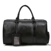 European and American mens leather travel bagS lychee pattern retro handbag large capacity fitness bag luggage tote