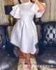 Women Summer Dress 4XL 5XL Petal Sleeve Turtleneck Silm Bodycon Tunics Irregilar Ruffle White Prom Party