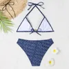 패션 홀터 비키니 세트 디자이너 편지 Jacquard Bikini Beach Vacation Swim Wear Women 2 조각 세트 수영복