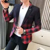 Wiosenna męska Blazer Fashion Business Casual Men's Slim Sump Jucking Large Size Casual Bankiet Party Club Sukienka 220527