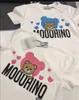 1-10 år baby broderad björn t-shirt sommar barn 100% bomull kortärmad toppar tee new trendy varumärke insatser kläder tee 90-130cm vit rosa blå