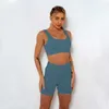 2023 Nieuwe 2 -delige vrouwen actieve sets naadloze gebreide sexy sport beha shorts yogabroek pak bh fitness sportkleding