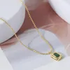 Collane con ciondolo Collana a catena con perline in oro con zirconi verdi Designer stile elegante ChokerPendant
