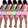 Summer Women's Tracksuits korta kl￤der Fashion Contrast Color Stitching Stems Hollow Tow Pieces Set Sexig Slim-Fit Short Shorts Women Sportwear S-XXL N58