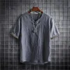 Men's T-Shirts Men's Summer Short Sleeve Loose T-Shirt Ultra-thin Chinese Style Dress Retro Buckle Top T-ShirtMen's