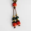 Pendant Necklaces Jingdezhen Hankd-made Ceramic Beads Memorial Tassel Traditional Boondoggle #IY365Pendant Sidn22