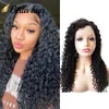 SALE Deep Curly Wave Full Lace Wigs Pre-Plucked Human Hair Front Wig with Baby Hair Julienchina Natural Black Color 130% 150% 180% Density