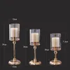 Candle Holders Candlestick Metal Golden Glass Tall Stopy Retro Holder Stopy Romantyczne nowoczesne domowe dekoracje ślubne