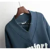 Sweater Kadın Hoodies Polar Kalınlaştırma 2022 Yeni Sonbahar ve Kış Gevşek Mektup V yaka tembel rüzgar ceketi