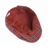 Wuaumx moda fina listra grade boinas chapéu feminino primavera verão xadrez viseiras vermelho verde azul pato boca fishbone boné liso j220722