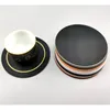 Mats Pads 6pcs / lot Round en cuir en cuir PVC Coffee Brinker Coasters for Table Top Protection Home Decoration Set