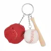 Porte-clés créatif porte-clés mignon Mini Sport Baseball Durable porte-clés trois pièces sac pendentif gant en bois chauve-souris chaîne porte-clés