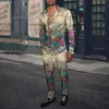 Survêtements pour hommes Printemps Automne Hommes Robe de soirée Chemise Pantalon Marque de mode 3D Graffiti Graph Cardigan Pantalons Vêtements surdimensionnés 3XL 4XLMen's