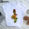 Afrique Carte Graphique Femmes T-shirts D'été Harajuku Femelle Tops Tee Fille Blanc Imprimé Vêtements StreetwearDrop Ship 220526