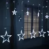 Lámpara LED de luna y estrella, vela, copo de nieve, cortina de hadas, guirnalda de luces, lámpara de Navidad para habitación, hogar, boda, fiesta, ventana, decoración
