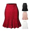 Woman Skirts Mini Mermaid High Waist Slim Fit Elegant Summer Office Bottoms Fishtail Knee-length Woemn Lace 220401