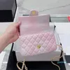 2022Ss France Womens Painted Smudge Princess Classic Mini Flap Bags Trendy Top Handle Totes Purse Quilted Pink Gold Hardware Chain Crossbo