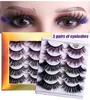 New Arrival 5 Pairs Color Thick Curly False Eyelashes Set Soft & Vivid Multilayer Hand Made Reusable 3D Colorful Fake Lashes Messy Crisscross Eyes Makeup