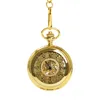 Pocket Watches Large Gold Thick Chain Dense Flower Hollow Night Light Watch Ancient Roman Text Mechanical 8931Pocket