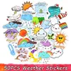 50 Stück süße Cartoon-Aufkleber mit Sonne, Wolken, Wetter, für Notebook, Laptop, Handy, Auto, Fahrrad, Kühlschrank, wasserfest, Aufkleber-Set, Kinderspielzeug