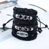 Charm Bracelets Genuine Leather Men 6pcs/set Wristbands Fish Vintage Fashion Black Brown Women Homme JewelryCharm