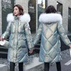 2022 Kvinnor Winter Jacket Quality Coat Long Female Parkas Kläder Plush Collar Huven Tjock varma framfickor M-3XL L220730