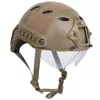 Açık Mekan Ekipman Airsoft Paintabll Atış Camo Kask Kafa Koruma Gear Abs Pj Gözlük ile hızlı taktik kask No01-004