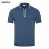 Polo di alta qualità Camicia estiva a maniche corte con cerniera Camicia da uomo Polo in nylon/Spandex Camicia casual solida Polo Maschile Top 220418