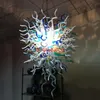 Hand Blown Glass Chandelier for Home Decoration LED Pendant Lamps Blue White Green Color 24 by 40 Inches