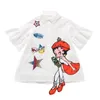 T-shirt per ragazze Abito estivo Cartone animato Manica a tromba Moda paillettes Bellezza Ricamo Top lunghi Abbigliamento per bambini 4 14 anni Boutique 220620