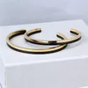 Classic bracelet gold black double spelling fingernail bracelet Titanium steel cuff open women's men's love jewelry gift C80009 with box