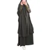 Vestido de cor sólidos de cor muçulmana de tamanho grátis com carcarto de cabeça para a Arábia Dubai Islâmica Manga Longa Longa Abaya Roupas 21423