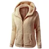 Damen-Kapuzenpullover, Sweatshirts, Damen, Fleece, Teddy, Reißverschluss, solide Tasche, Kapuzenmantel, Winter, warme Wolle, Reißverschluss, Baumwolle, Oberbekleidung, lässiges Sweatshirt, für Damen