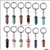 Arts and Crafts Charms Natural Stone Key Rings Keyring Fashion Keyholder Boho Jewelry Car Keychain for Women Sports2010 Dro Dhsap